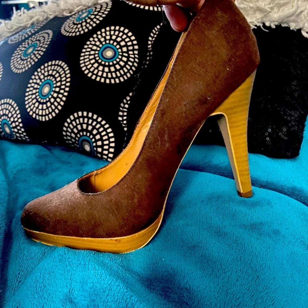 Brown suede heels